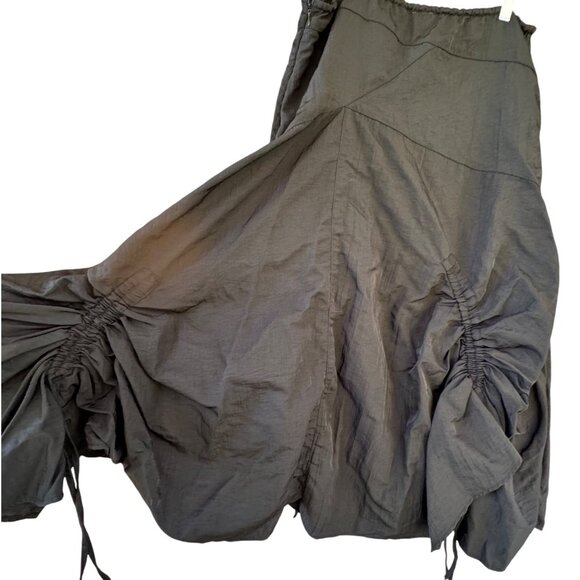Whimsy Black Ruched Asymmetrical Wmns Skirt Size 4  Drawstring Avant Boho Gothic - Picture 6 of 10